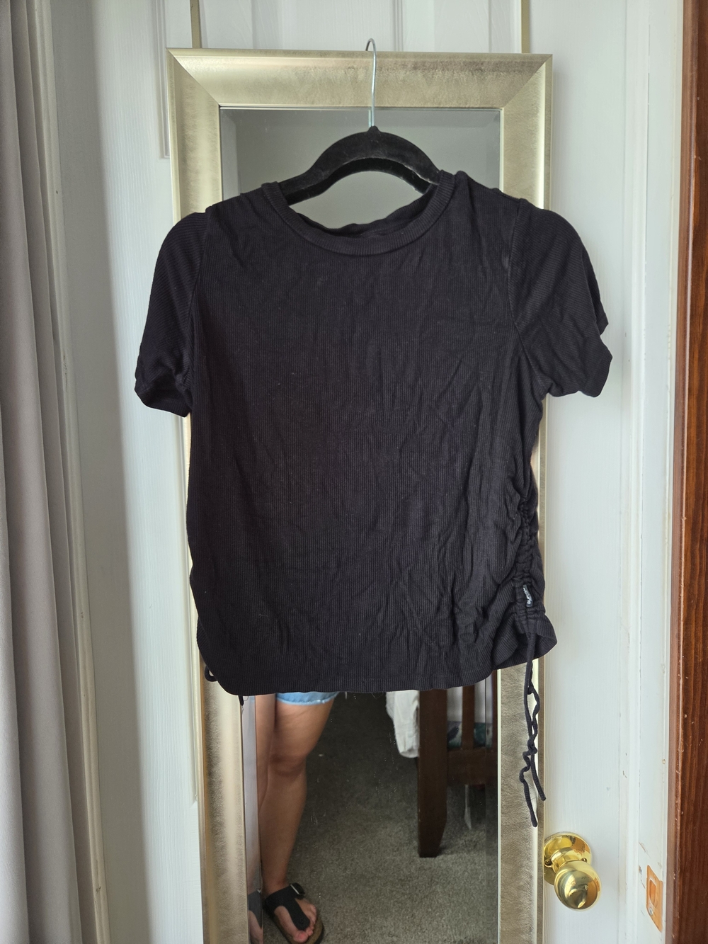 Buffalo David Bitton Black Short Sleeve Side-Ruched Tee